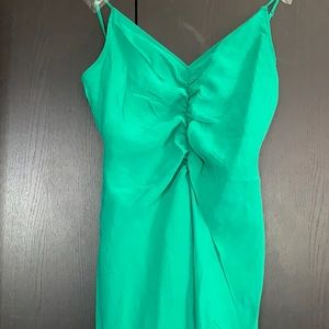 Green ruched mid dress